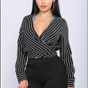 Fashion Nova stripe Dressy Shirt